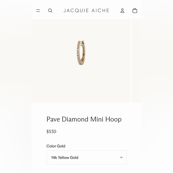 Jacquie Aiche Fine Jewelry Pave Diamond Mini Hoop Earring $530 Yellow Gold New - Picture 10 of 13